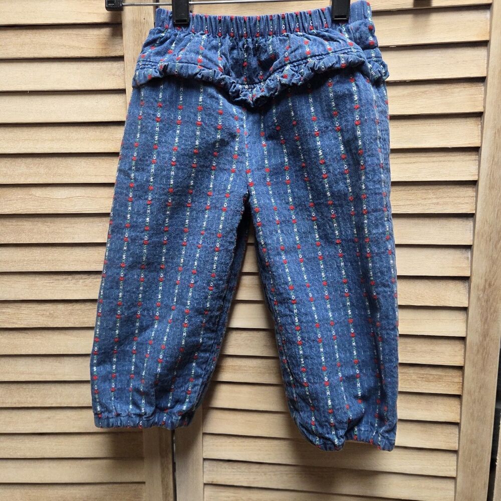 Vintage OshKosh B’gosh Bubble Ruffle Spellout Denim Pants 4T Girls USA Y2k 90s
